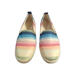 Beacon Womens Tilly Espadrille Flat Shoes Multicolor Stripe Slip On 9.5 M